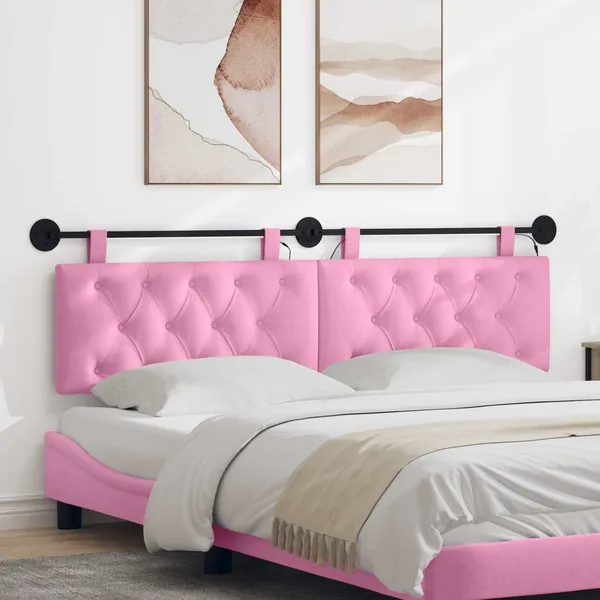 Tête de lit suspendue Avec lumière LED Rose Tissu
