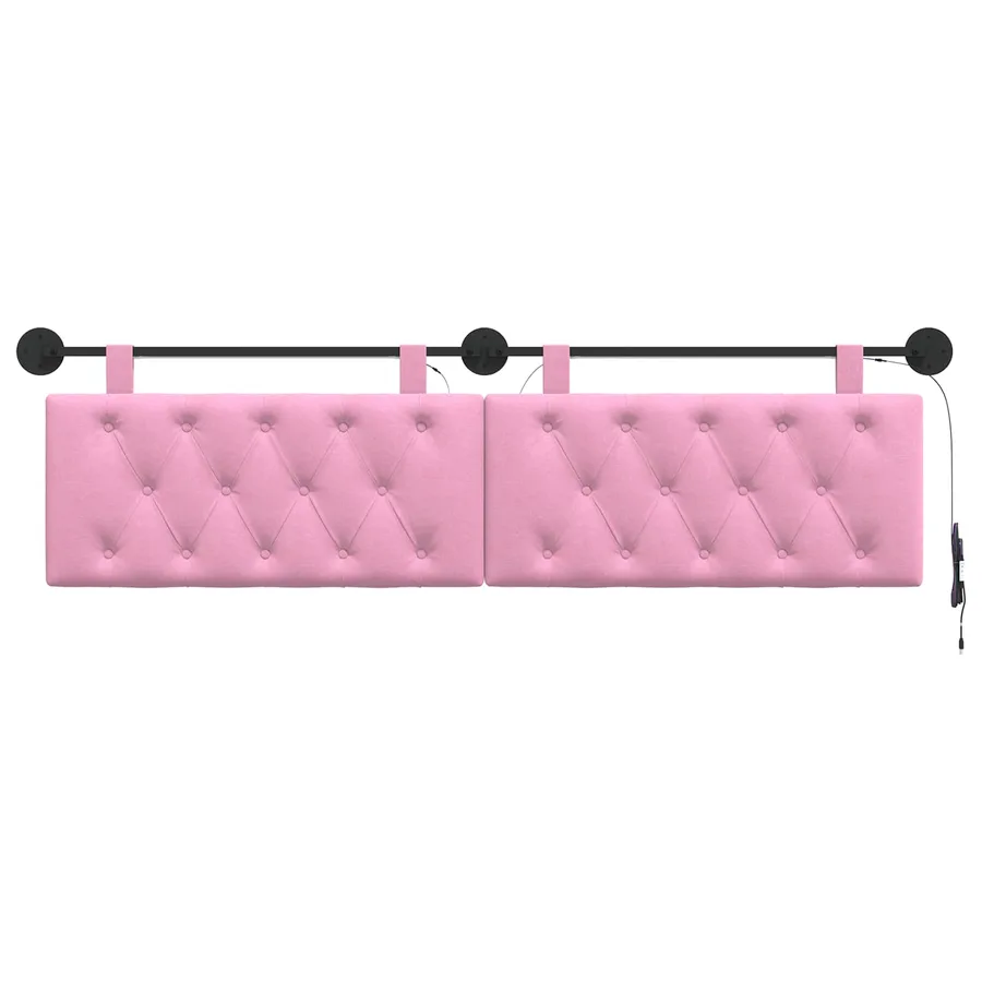 Tête de lit suspendue Avec lumière LED Rose Tissu - 6