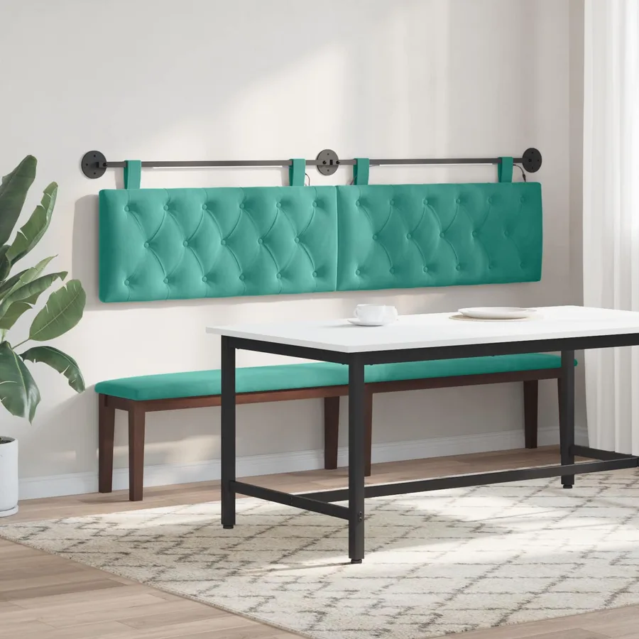 Tête de lit suspendue Avec lumière LED Turquoise Velours - 4