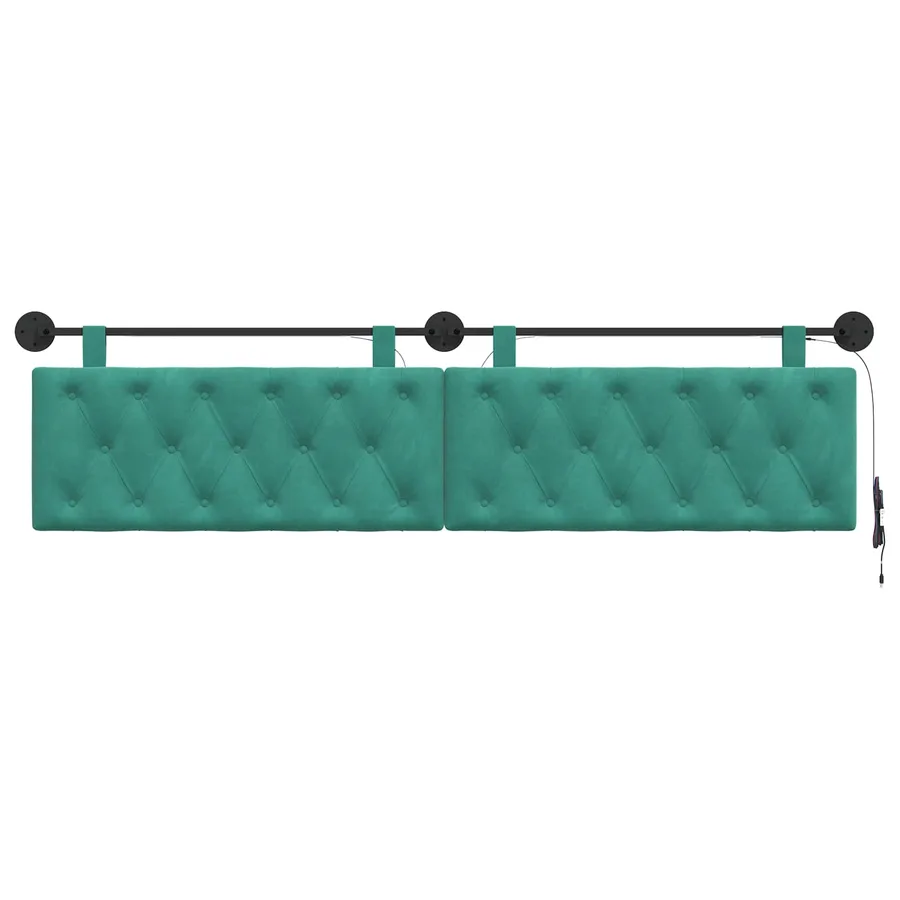 Tête de lit suspendue Avec lumière LED Turquoise Velours - 6