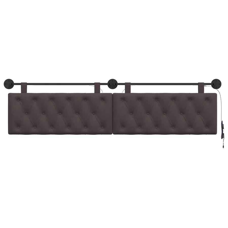 Tête de lit suspendue Avec lumière LED Marron foncé Tissu - 6