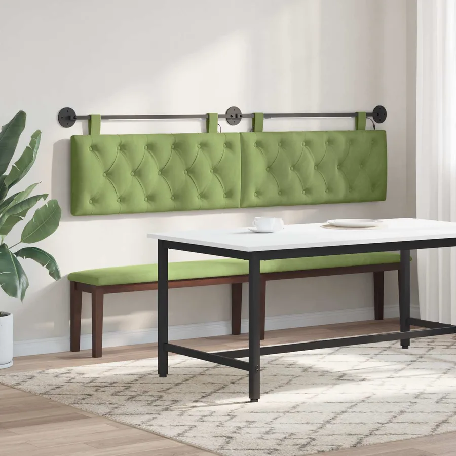 Tête de lit suspendue Avec lumière LED Vert clair Velours - 4