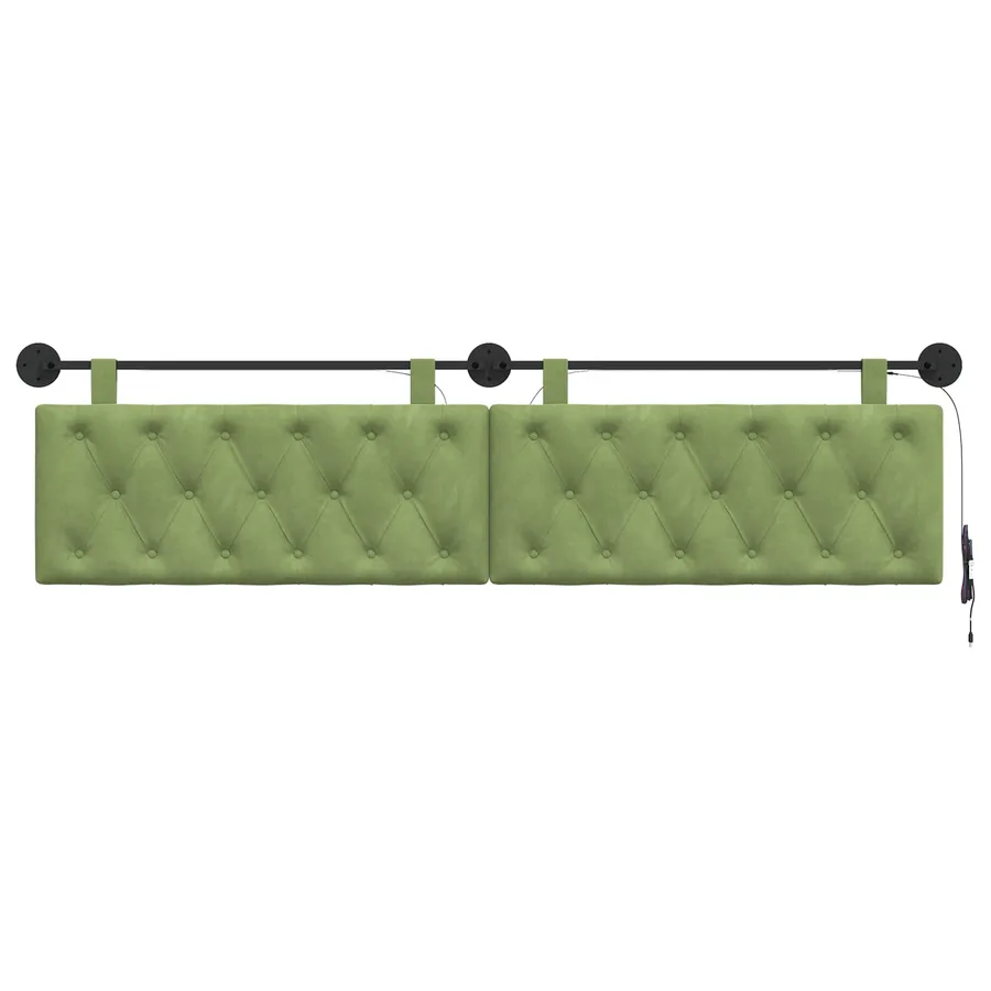 Tête de lit suspendue Avec lumière LED Vert clair Velours - 6