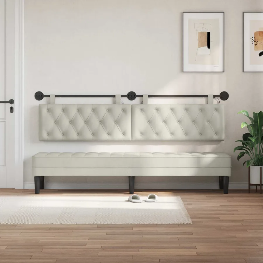 Tête de lit suspendue Avec lumière LED Crème Velours - 3