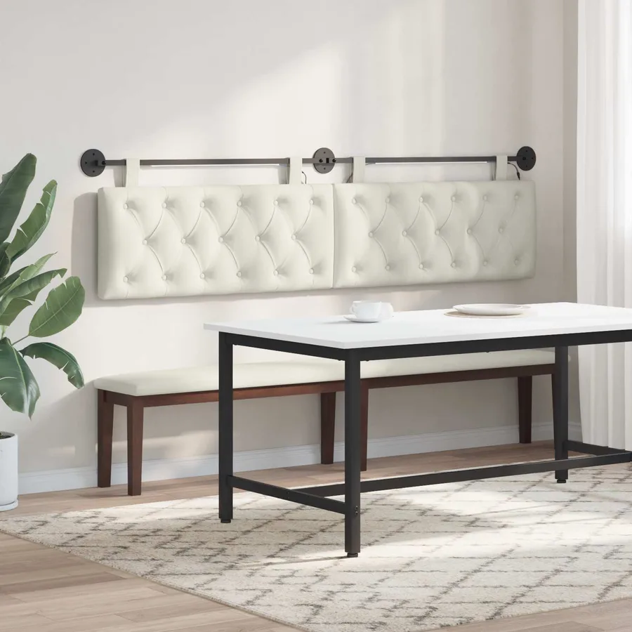 Tête de lit suspendue Avec lumière LED Crème Velours - 4