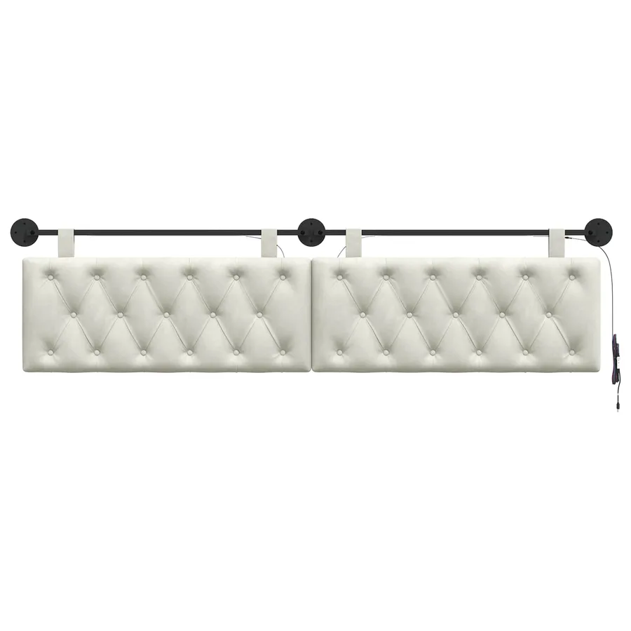 Tête de lit suspendue Avec lumière LED Crème Velours - 6
