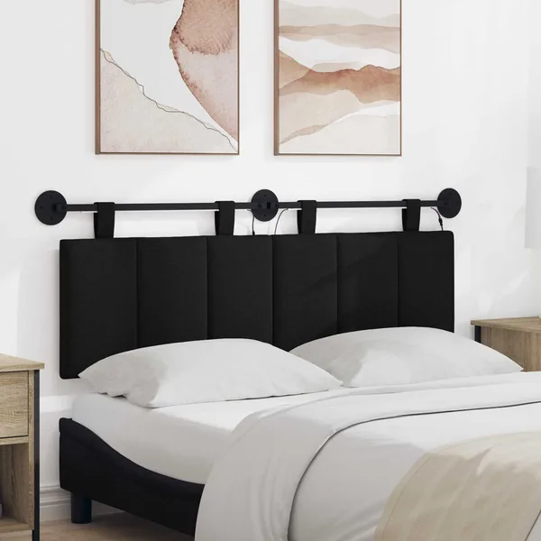 Tête de lit suspendue Avec lumière LED Noir Tissu