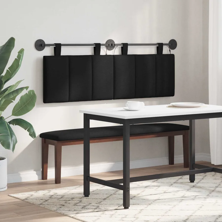 Tête de lit suspendue Avec lumière LED Noir Tissu - 4