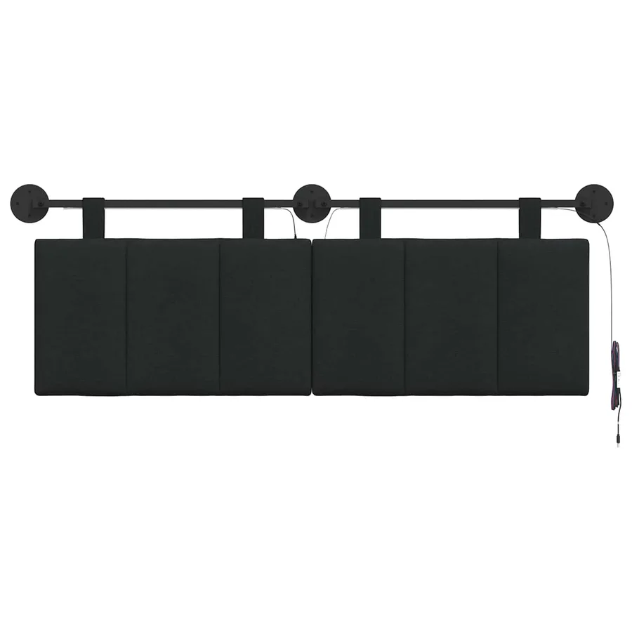 Tête de lit suspendue Avec lumière LED Noir Tissu - 6