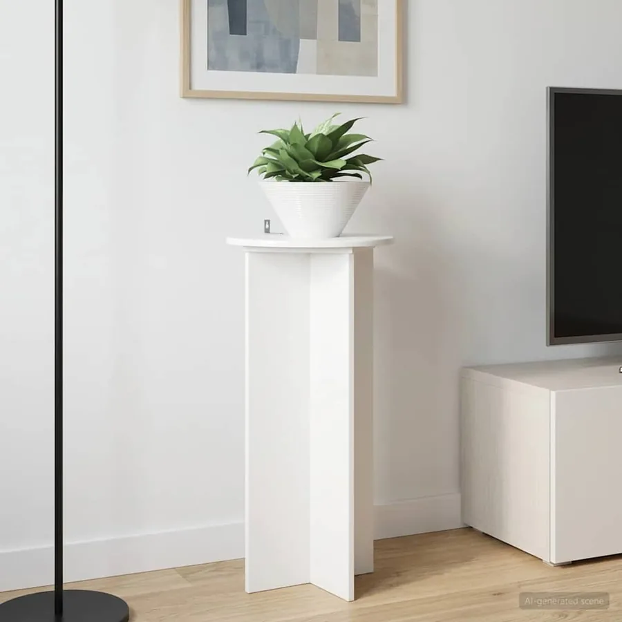 Support de Plante 2 pcs Blanc brillant 40 x 40 x 80 cm