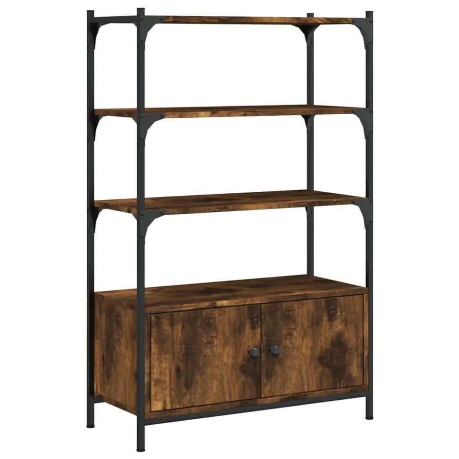 Bibliothèque à 3 niveaux chêne fumé 70x30x109,5 cm - 2