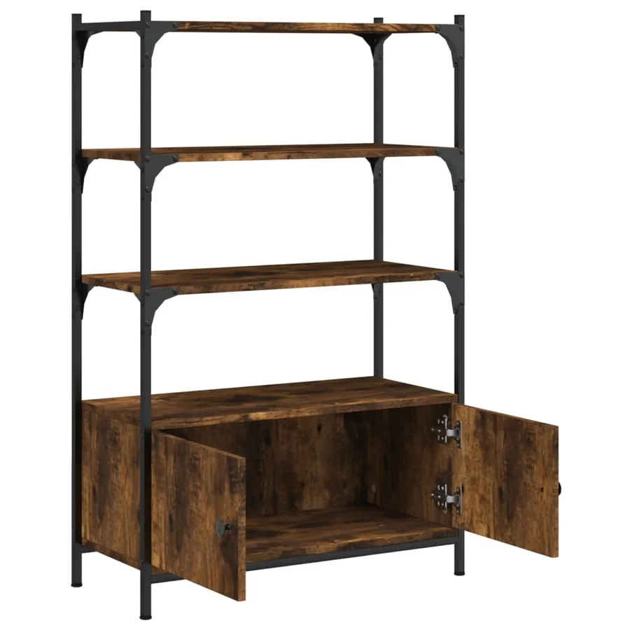Bibliothèque à 3 niveaux chêne fumé 70x30x109,5 cm - 5