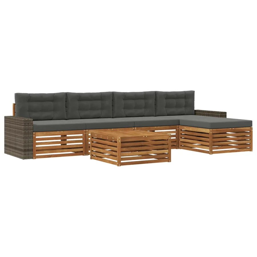 Ensemble de canapés d'extérieur 6 pcs Naturel et Anthracite - 2