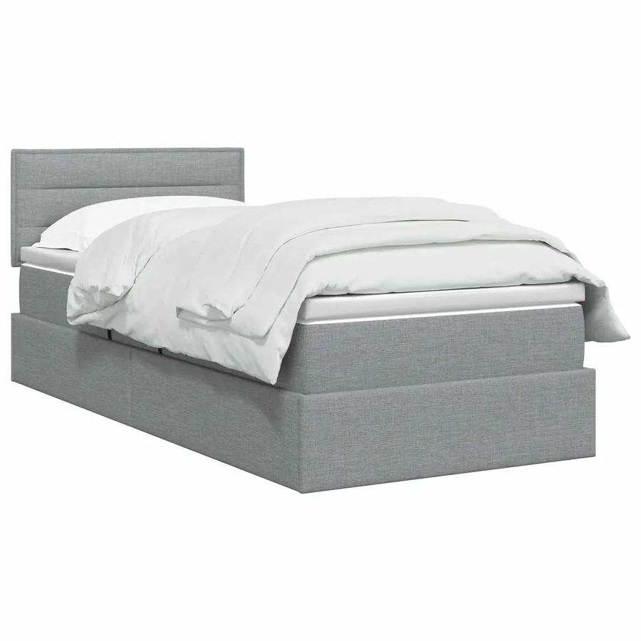 Lit de rangement LED avec matelas Gris clair 90 x 200 cm Tissu - 2