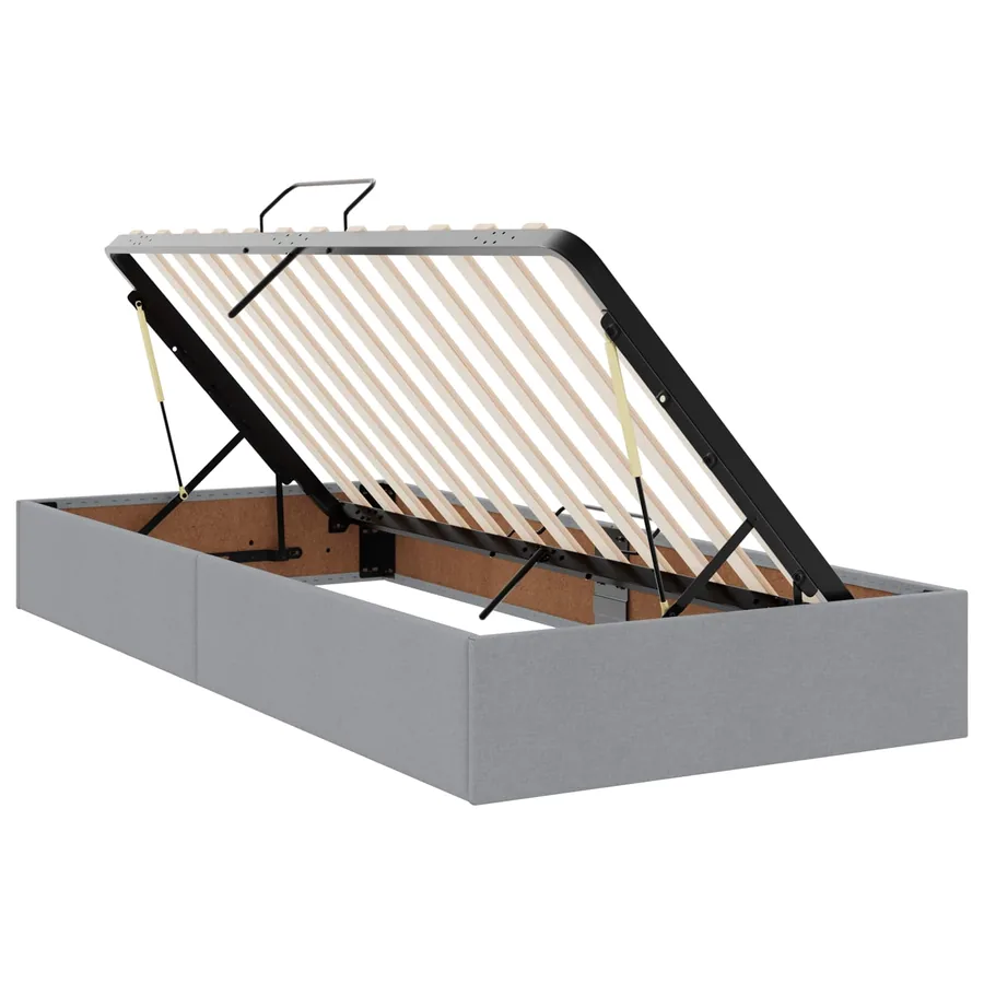 Lit de rangement LED avec matelas Gris clair 90 x 200 cm Tissu - 4