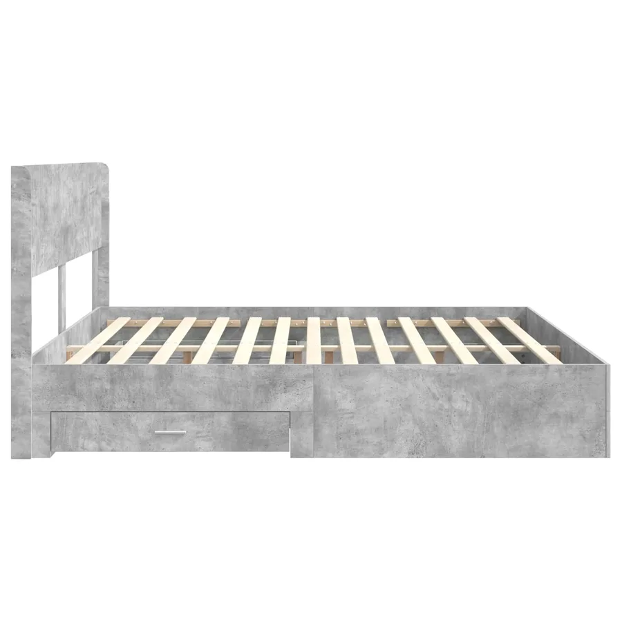 Cadre de lit avec rangement et tête de lit Gris béton - 7