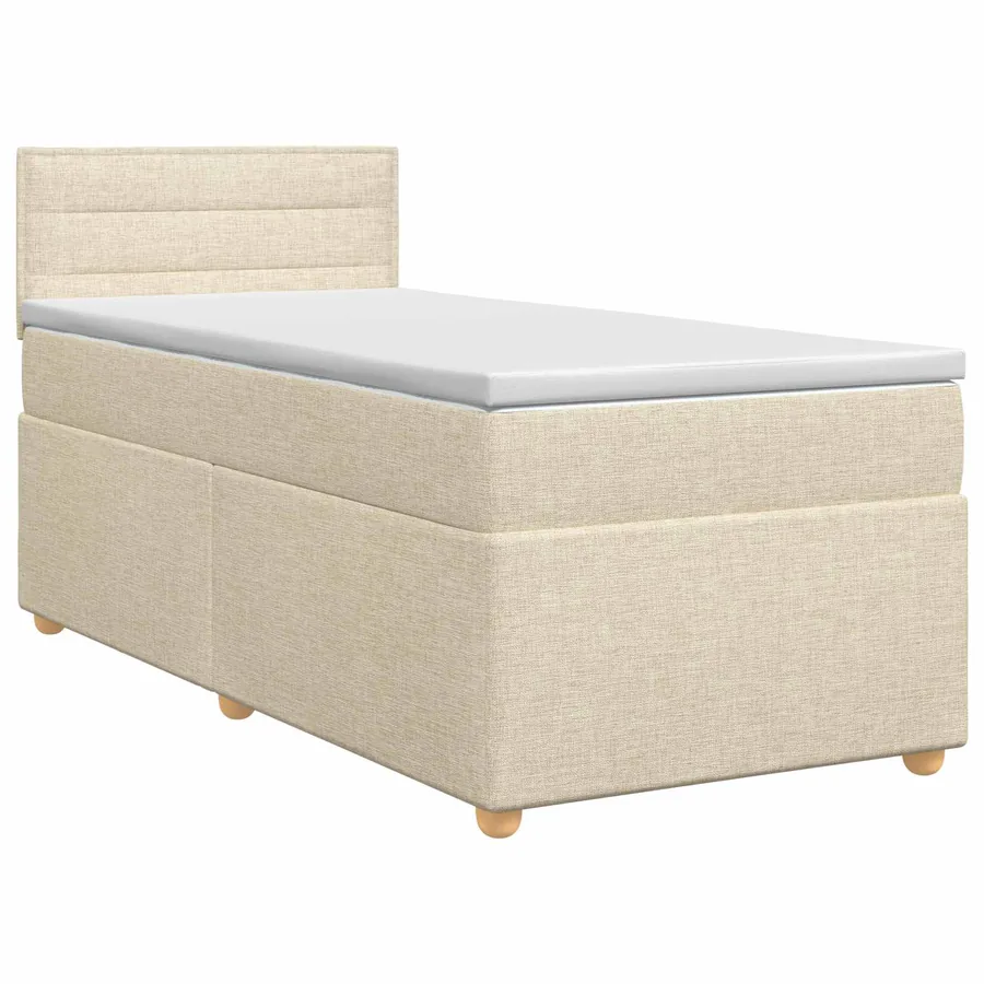 Lit boxspring avec matelas Crème 90 x 200 cm Tissu