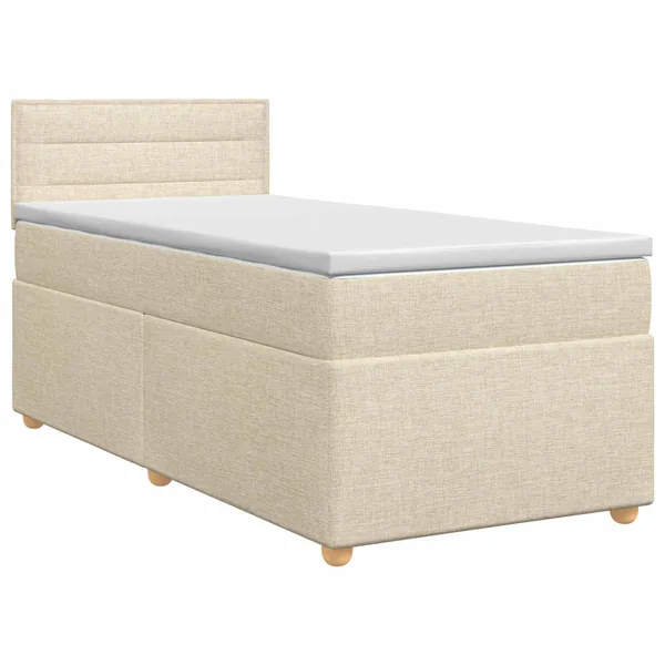 Lit boxspring avec matelas Crème 90 x 200 cm Tissu
