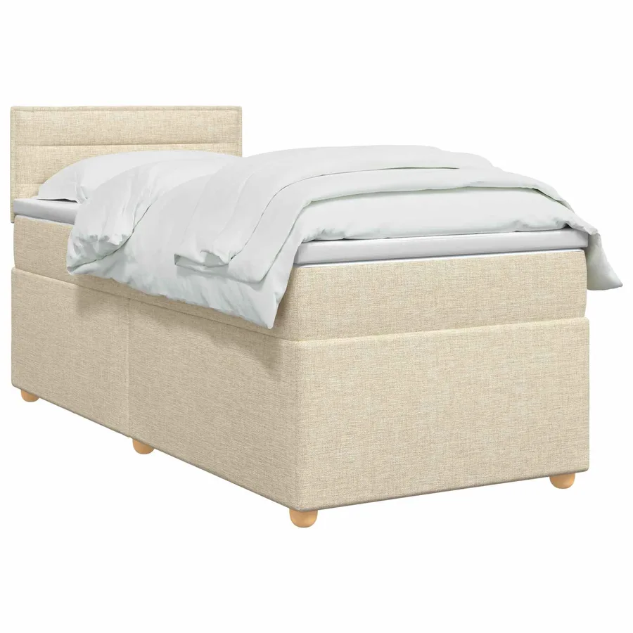 Lit boxspring avec matelas Crème 90 x 200 cm Tissu - 2