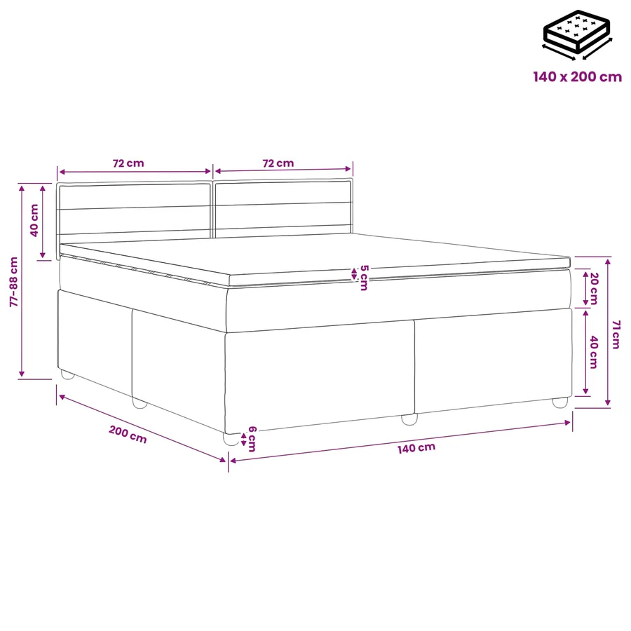 Lit boxspring avec matelas Crème 140 x 200 cm Tissu - 10