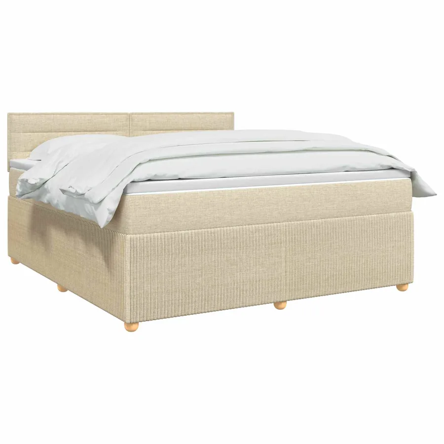 Lit boxspring avec matelas Crème 140 x 200 cm Tissu - 2