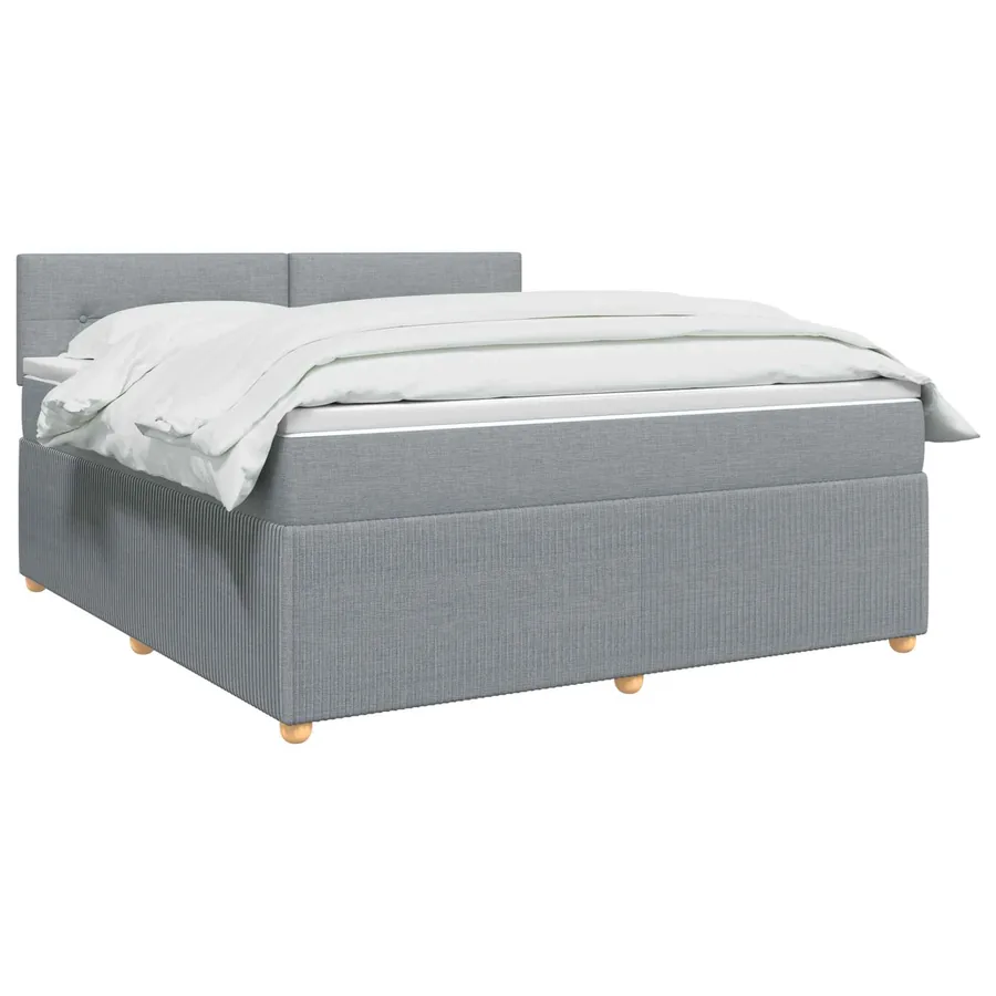 Lit boxspring avec matelas Gris clair 140 x 190 cm Tissu - 2