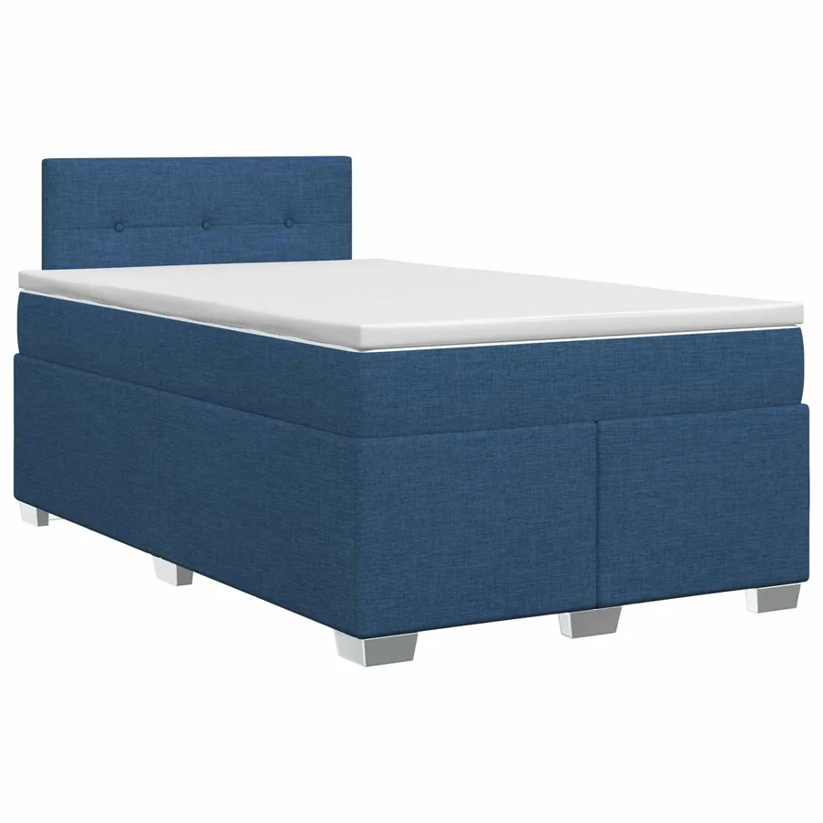 Lit boxspring avec matelas Bleu 120 x 200 cm Tissu