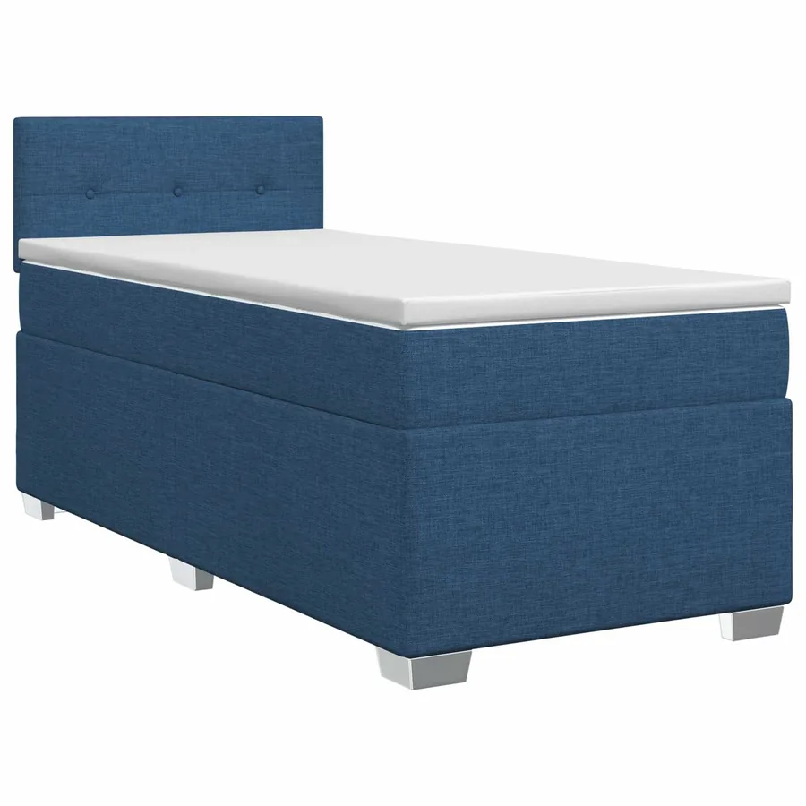 Lit boxspring avec matelas Bleu 90 x 190 cm Tissu
