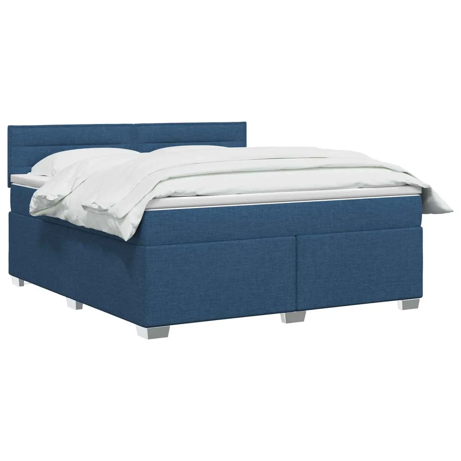 Lit boxspring avec matelas Bleu 140 x 190 cm Tissu - 2