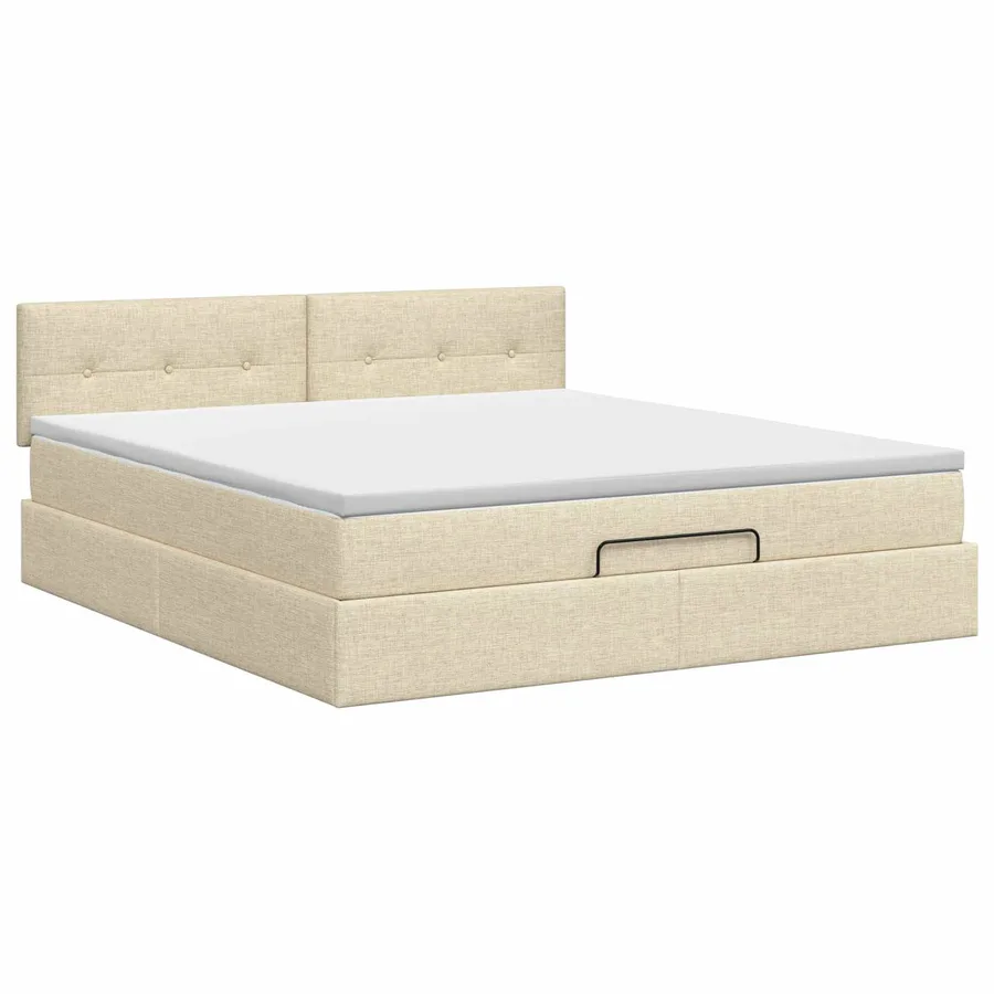 Lit ottoman avec matelas Crème 140 x 200 cm Tissu - 4