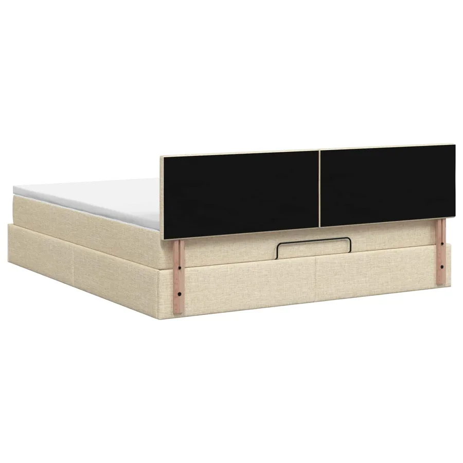 Lit ottoman avec matelas Crème 140 x 200 cm Tissu - 8