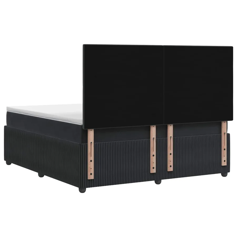 Lit boxspring LED avec matelas Noir 160 x 200 cm Velours - 7