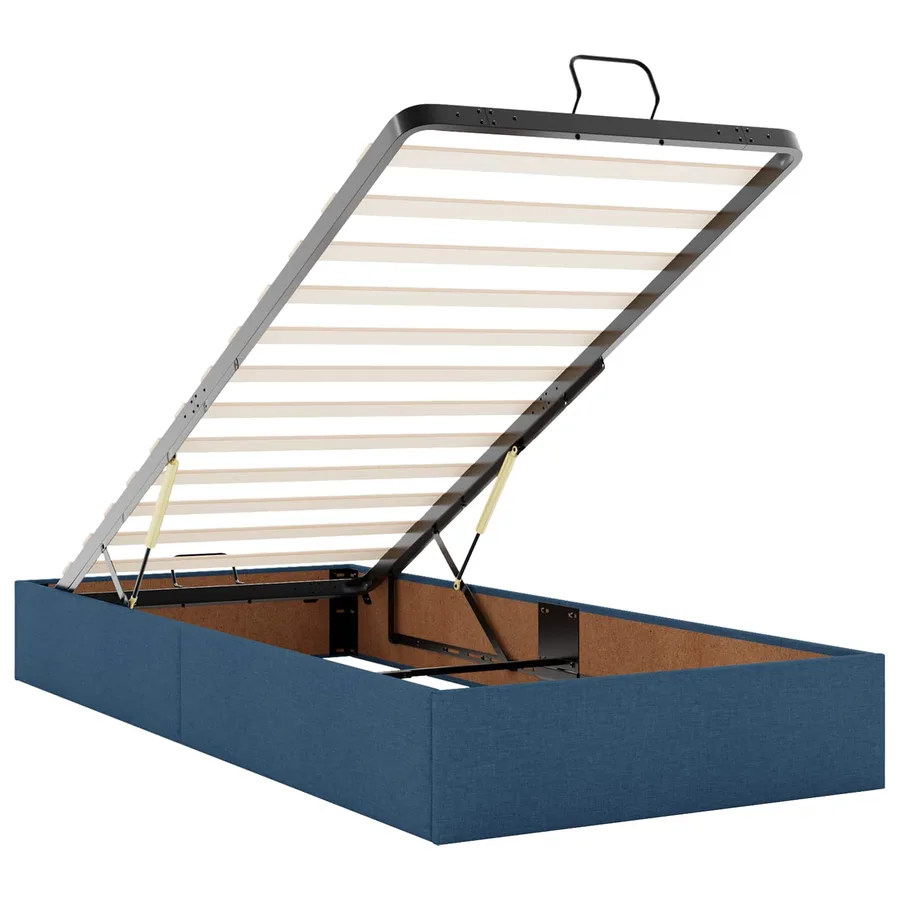 Lit ottoman avec matelas Bleu 90 x 190 cm Tissu - 4