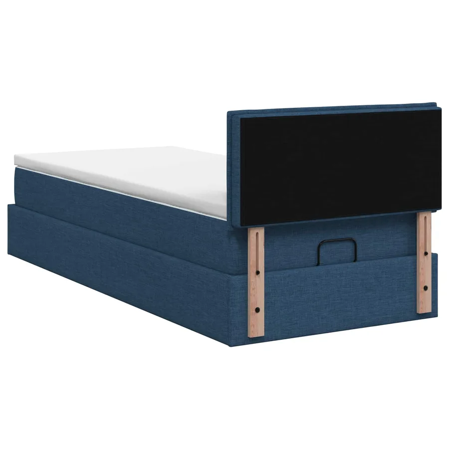 Lit ottoman avec matelas Bleu 90 x 190 cm Tissu - 8