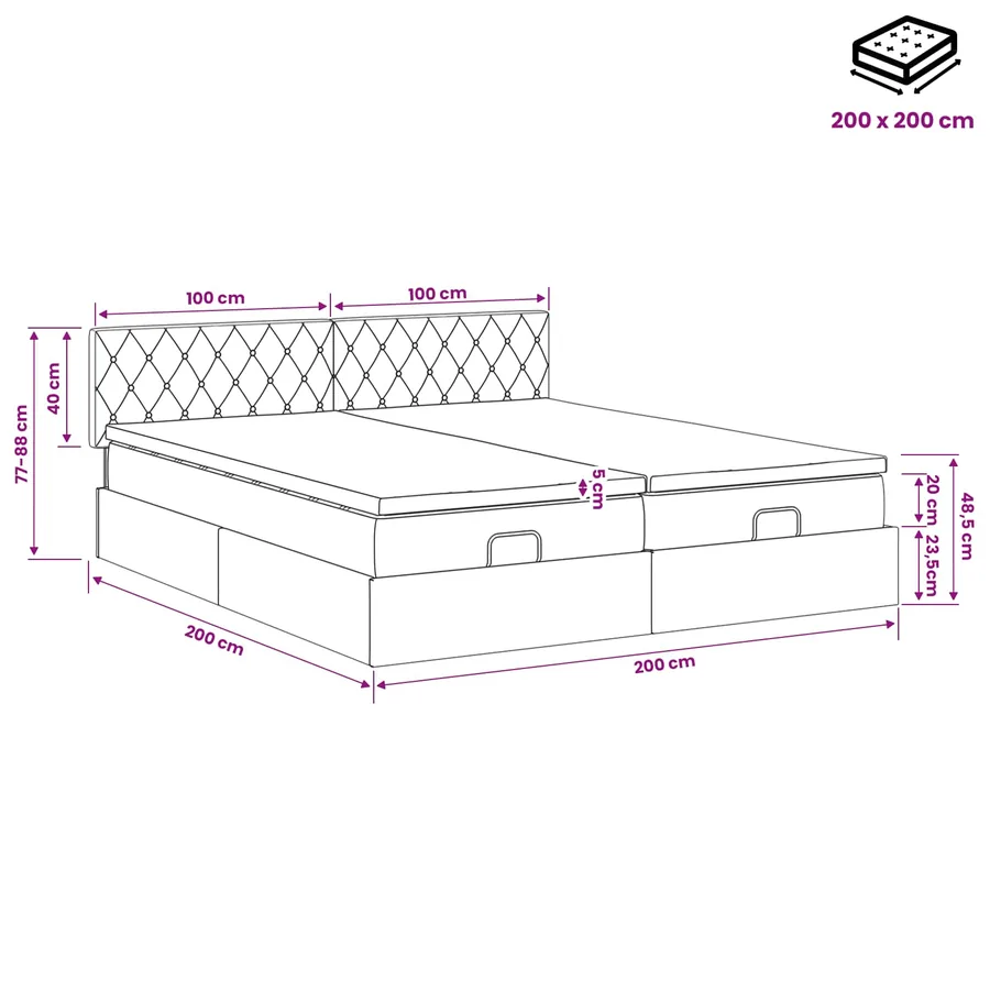 Lit ottoman avec matelas 2 pcs Vert foncé Velours - 11