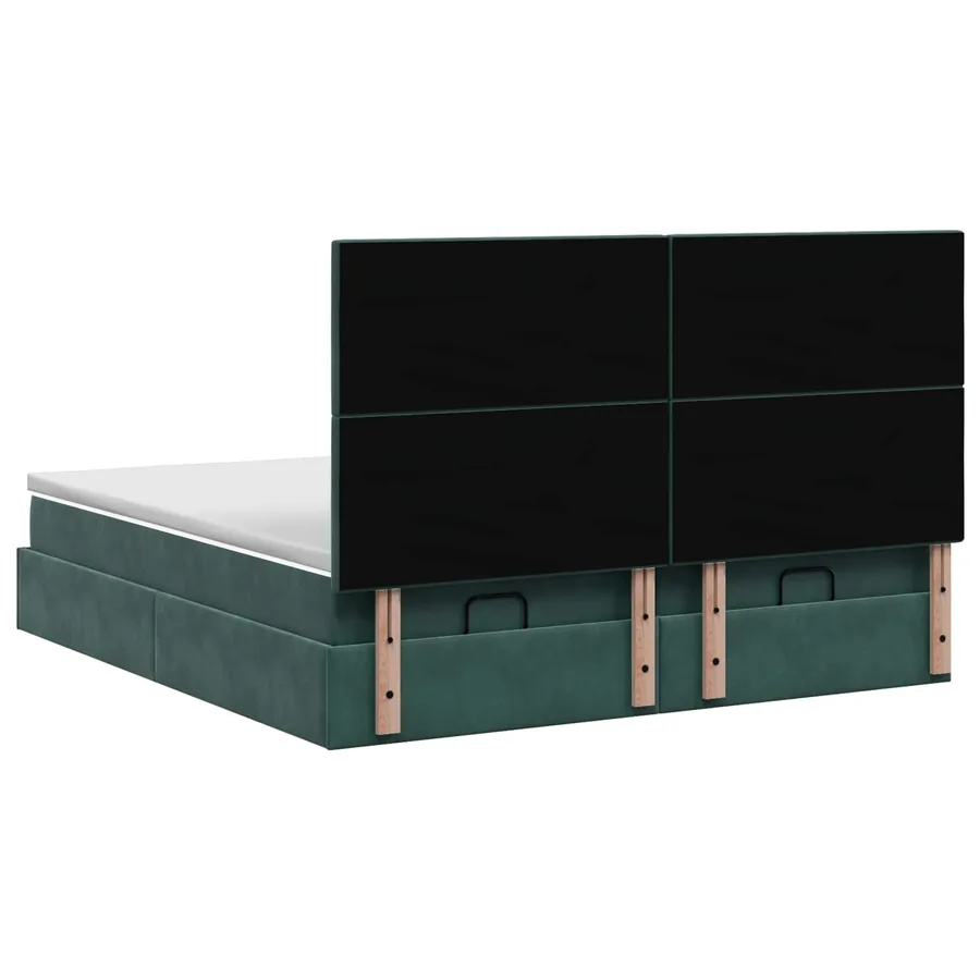Lit ottoman avec matelas 2 pcs Vert foncé Velours - 8
