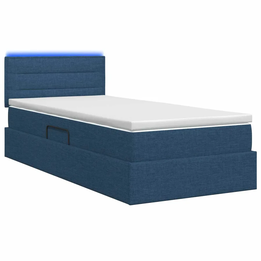 Lit de rangement LED avec matelas Bleu 90 x 200 cm Tissu - 7