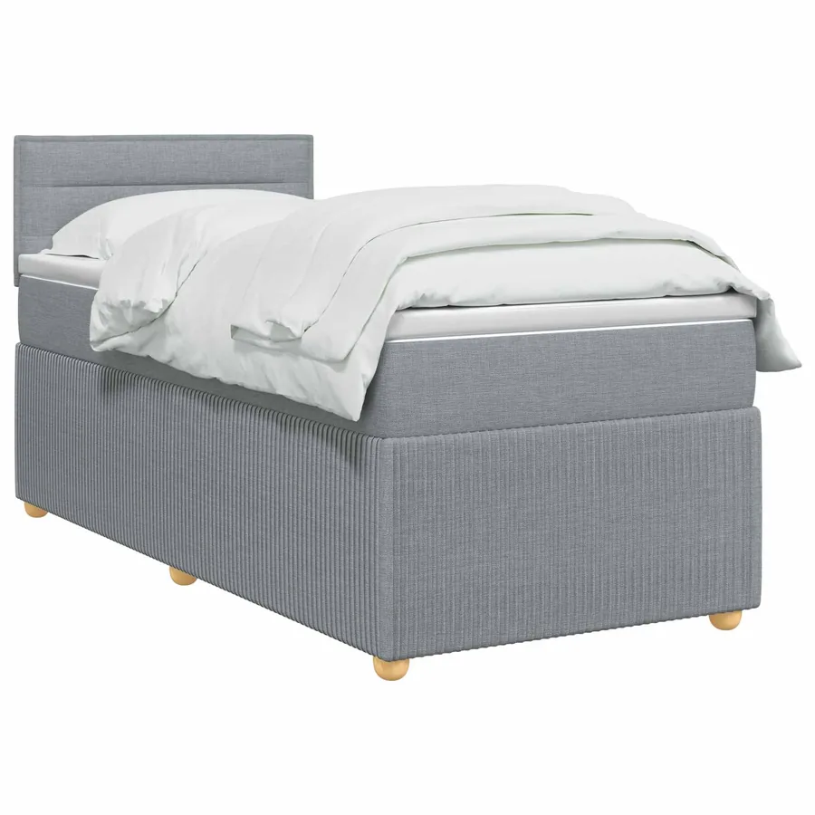 Lit boxspring avec matelas Gris clair 90 x 200 cm Tissu - 2