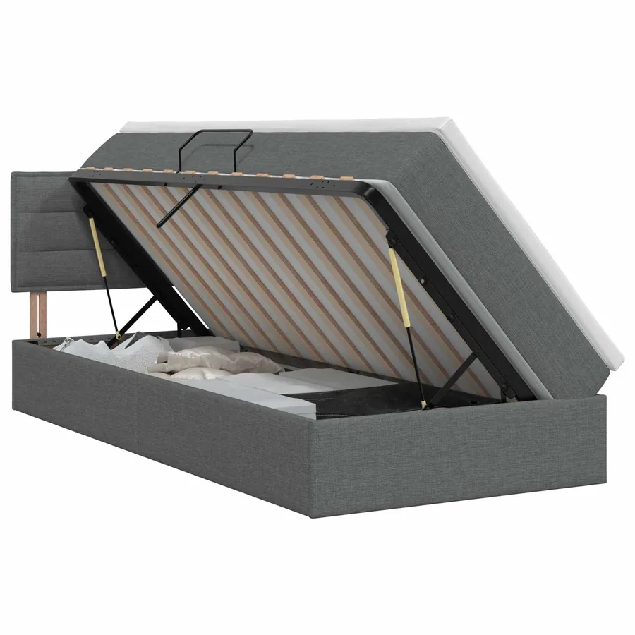 Lit avec rangement et matelas Gris foncé 90 x 200 cm