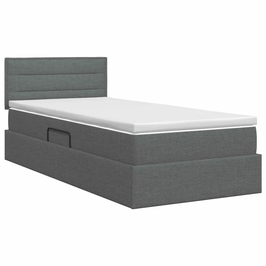 Lit avec rangement et matelas Gris foncé 90 x 200 cm - 7