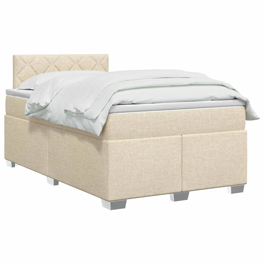 Lit boxspring avec matelas Crème 120 x 190 cm Tissu - 2
