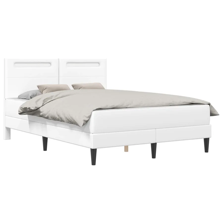 Cadre de lit avec bandes LED Blanc 140 x 190 cm Simili cuir - 3