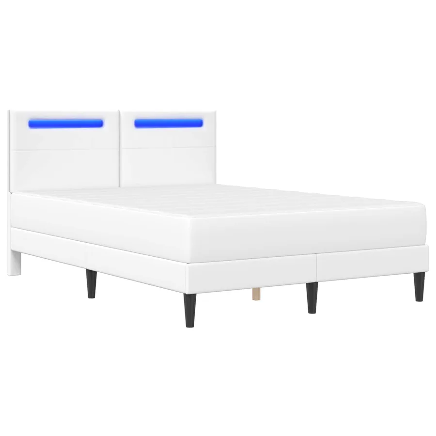 Cadre de lit avec bandes LED Blanc 140 x 190 cm Simili cuir - 5