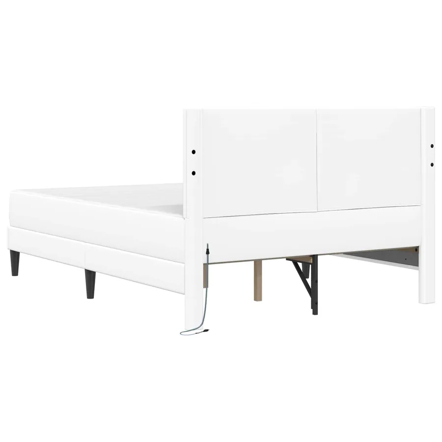 Cadre de lit avec bandes LED Blanc 140 x 190 cm Simili cuir - 8