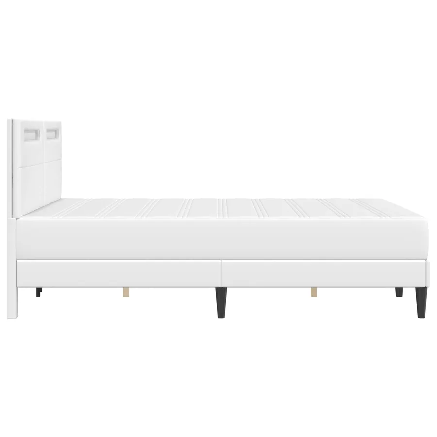 Cadre de lit avec bandes LED Blanc 140 x 190 cm Simili cuir - 9
