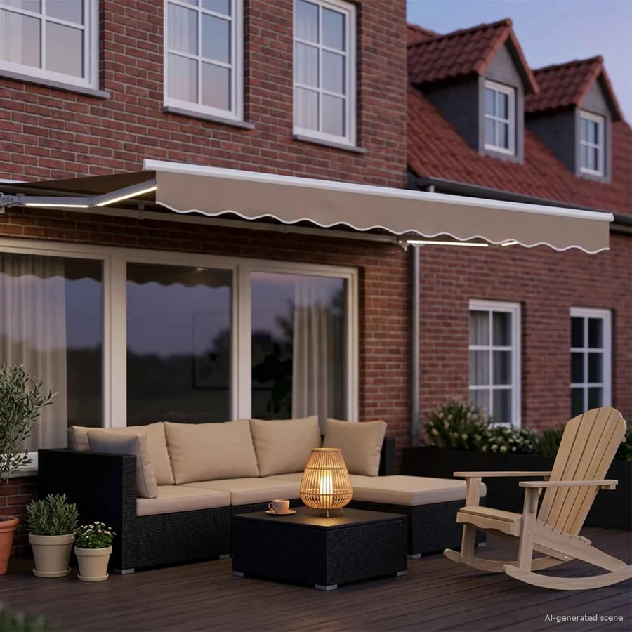 Auvent rétractable électrique Beige et blanc 3 x 2 m - 3