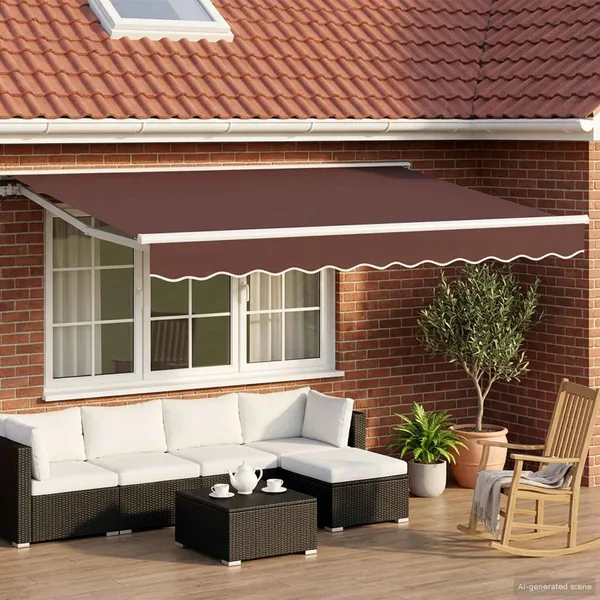 Auvent rétractable électrique Marron et blanc 3 x 2 m