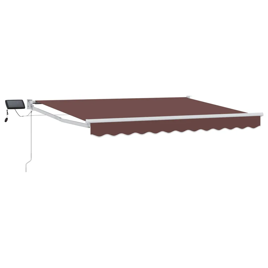Store rétractable manuel avec LEDs Marron et blanc 3,5 x 2,5 m - 2