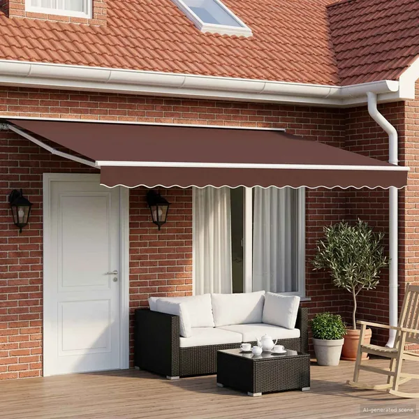 Auvent rétractable manuel Marron 4,5 × 3 m