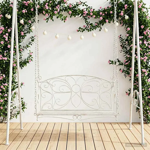 Banc Balançoire Acier 105,5 x 61 x 56 cm Blanc antique